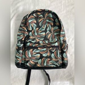 FOSSIL Buckner Tropical Leaves Faux Leather Backpack Rucksack Used Travel